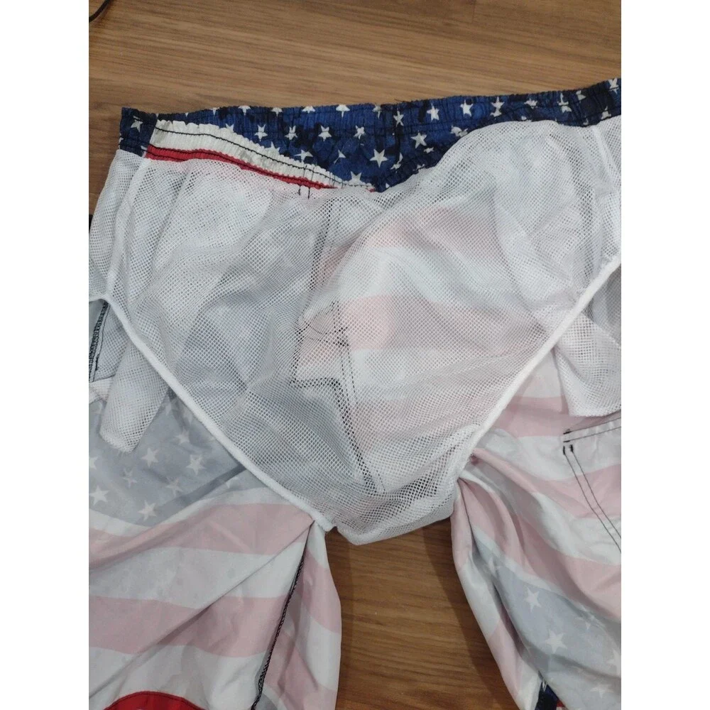 American Flag Swim Trunks North 15 Black Label Mens Shorts  XL NEW/Tag